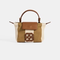 Kadın Monogram Logolu Vizon Çizgili Kumaş El Çantası