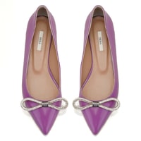 Kadın Mor Fiyonklu Rugan Deri Babet