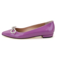 Kadın Mor Fiyonklu Rugan Deri Babet