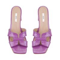 Kadın Mor Kroko Baskılı Deri Terlik