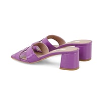 Kadın Mor Kroko Baskılı Deri Terlik