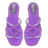 Kadın Mor Parlak Taşlı Terlik