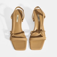 Kadın Nude Topuklu Deri Sandalet