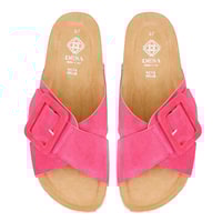 Kadın Pembe Ayarlanabilir Süet Deri Terlik