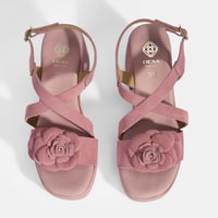 Kadın Pembe Ayarlanabilir Tokalı Süet Topuklu Sandalet