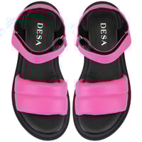 Kadın Pembe Dolgu Tabanlı Deri Sandalet