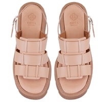 Kadın Pembe Dolgu Tabanlı Deri Sandalet