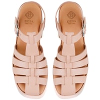 Kadın Pembe Dolgu Topuklu Deri Sandalet