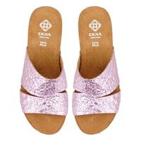 Kadın Pembe Dolgu Topuklu Deri Terlik