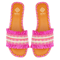 Kadın Pembe Hasır Örgülü Terlik