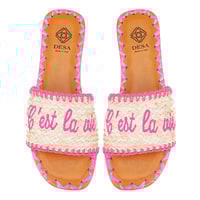 Kadın Pembe Hasır Örgülü Terlik