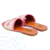 Kadın Pembe Hasır Örgülü Terlik