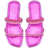 Kadın Pembe Parlak Taş Detaylı Terlik