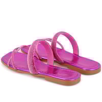 Kadın Pembe Parlak Taş Detaylı Terlik