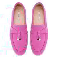Kadın Pembe Süet Deri Loafer