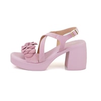Kadın Pembe Topuklu Süet Deri Sandalet