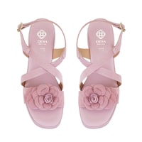 Kadın Pembe Topuklu Süet Deri Sandalet