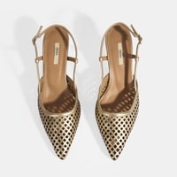 Kadın Perforeli Gold Deri Slingback Ayakkabı