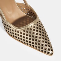 Kadın Perforeli Gold Deri Slingback Ayakkabı