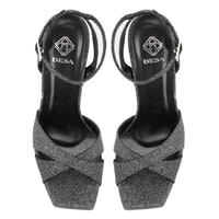 Kadın Platin Platform Topuklu Abiye Sandalet