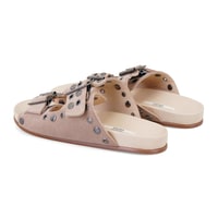 Kadın Pudra Aksesuarlı Deri Terlik