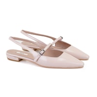 Kadın Pudra Ayarlanabilir Tokalı Deri Babet