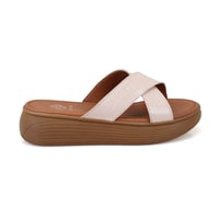 Kadın Pudra Dolgu Topuklu Deri Terlik