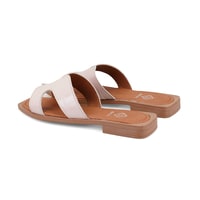 Kadın Pudra Kroko Baskılı Deri Terlik