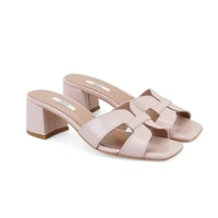 Kadın Pudra Kroko Baskılı Deri Terlik