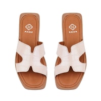 Kadın Pudra Kroko Baskılı Deri Terlik