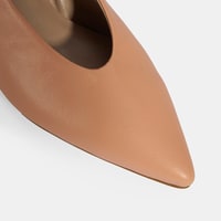 Kadın Pudra Slingback Deri Topuklu Ayakkabı 