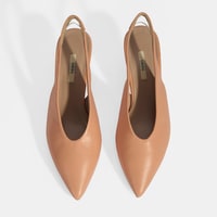 Kadın Pudra Slingback Deri Topuklu Ayakkabı 