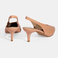 Kadın Pudra Slingback Deri Topuklu Ayakkabı 
