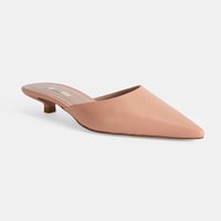 Kadın Pudra Topuklu Deri Terlik