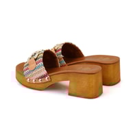 Kadın Renkli Topuklu Deri Terlik