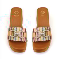 Kadın Renkli Topuklu Deri Terlik