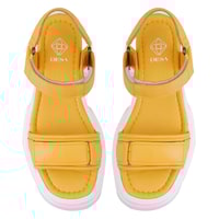 Kadın Sarı Cırt Cırtlı Dolgu Topuklu Sandalet