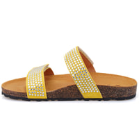 Kadın Sarı Cırt Cırtlı Süet Deri Terlik