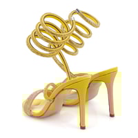 Kadın Sarı Parlak Taş Detaylı Abiye Topuklu Sandalet