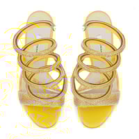 Kadın Sarı Parlak Taş Detaylı Abiye Topuklu Sandalet