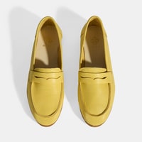 Kadın Sarı Slip-On Deri Loafer