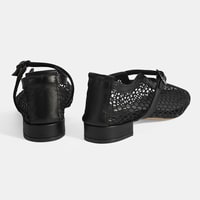 Kadın Siyah Ayarlanabilir Metal Tokalı File Babet