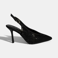 Kadın Siyah Ayarlanabilir Metal Tokalı Taşlı Abiye Ayakkabı