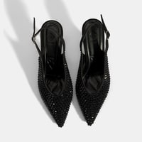 Kadın Siyah Ayarlanabilir Metal Tokalı Taşlı Abiye Ayakkabı