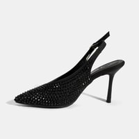 Kadın Siyah Ayarlanabilir Metal Tokalı Taşlı Abiye Ayakkabı