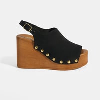 Kadın Siyah Ayarlanabilir Toka Detaylı Süet Dolgu Topuklu Sandalet