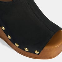 Kadın Siyah Ayarlanabilir Toka Detaylı Süet Dolgu Topuklu Sandalet