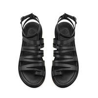 Kadın Siyah Ayarlanabilir Tokalı Deri Sandalet