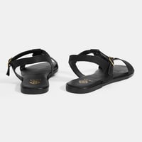 Kadın Siyah Ayarlanabilir Tokalı Deri Sandalet