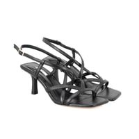 Kadın Siyah Ayarlanabilir Tokalı Deri Sandalet